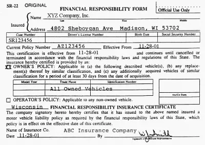 certificate of financial responsibility