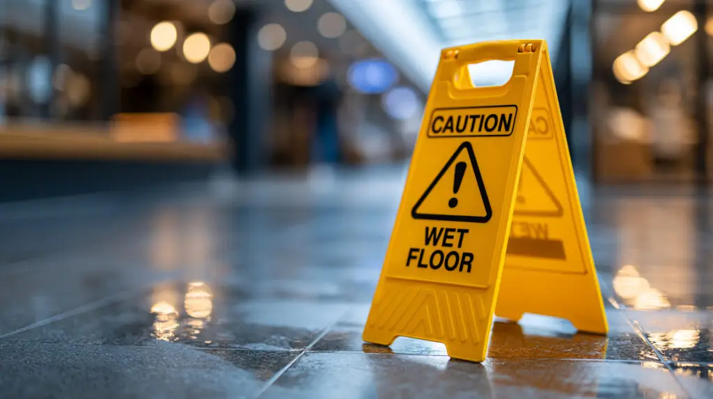 wet floor sign slip and fall Texas