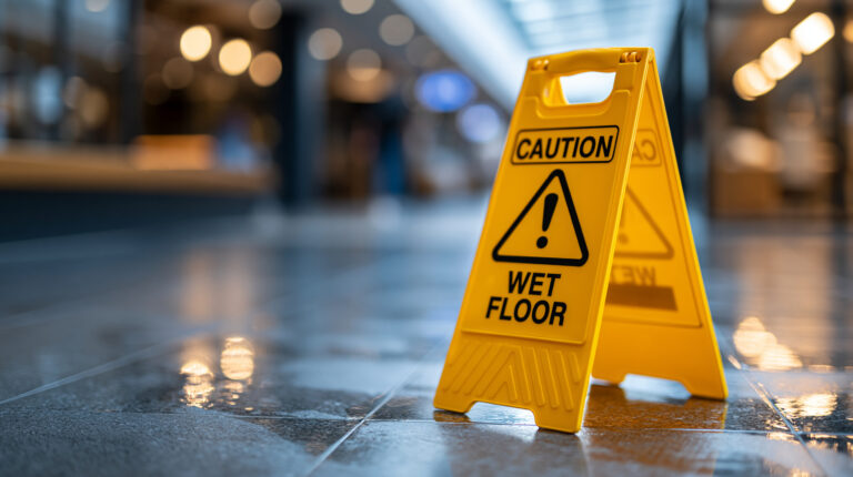 wet floor sign slip and fall Texas
